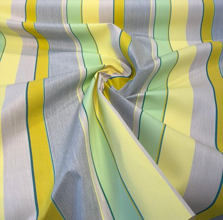 Sunbrella Expand Acrylic Fabric - Citronelle Gray Yellow Green Vertical Stripes, 54" Width (By The Yard)