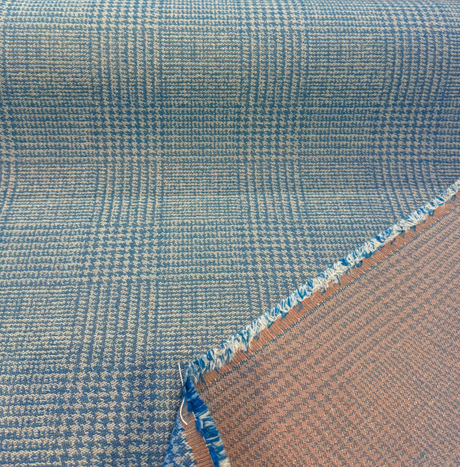 Frasure Adrift Sunbrella Acrylic Fabric - Coastal Blue/Ivory Glen Plaid, 54" Width (1 Yard)