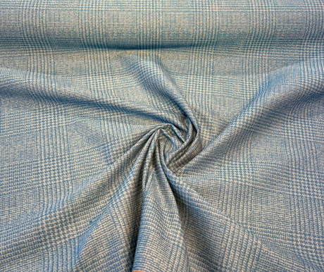Frasure Adrift Sunbrella Acrylic Fabric - Coastal Blue/Ivory Glen Plaid, 54" Width (1 Yard)