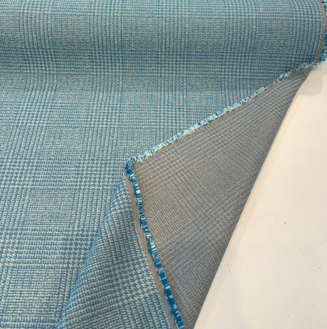 Frasure Adrift Sunbrella Acrylic Fabric - Coastal Blue/Ivory Glen Plaid, 54" Width (1 Yard)