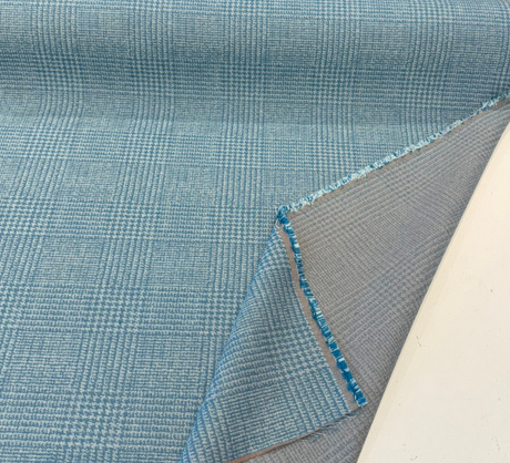 Frasure Adrift Sunbrella Acrylic Fabric - Coastal Blue/Ivory Glen Plaid, 54" Width (1 Yard)