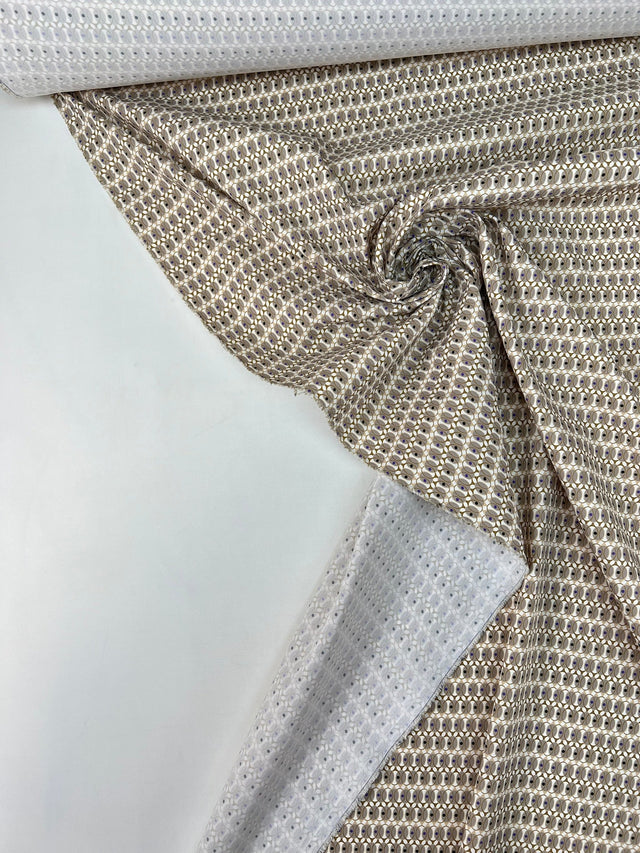 Polyamide Elastane Crepe Printed Beige Geometric