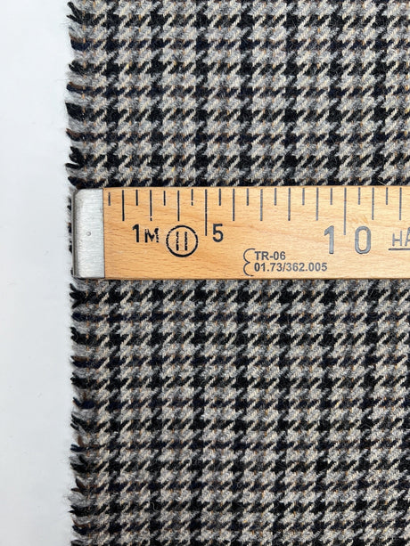 Virgin Wool Houndstooth Tweed Gray-Beige