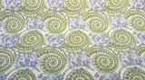 Sunbrella Conch Seaweed Solution-Dyed Acrylic Fabric - Green Blue Tie-Dye Shell Print, 56" Width (1 Yard)