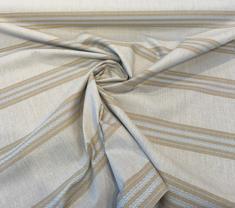 Sunbrella Ethos Dune Acrylic Fabric - Beige/Cream Stripe, 54" Width (1 Yard)