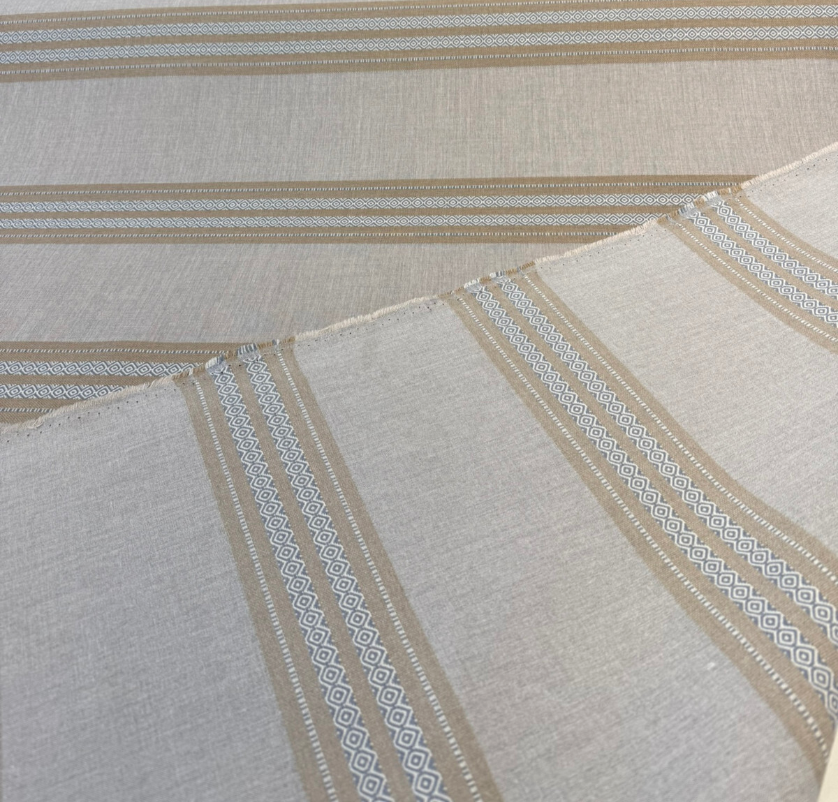 Sunbrella Ethos Dune Acrylic Fabric - Beige/Cream Stripe, 54" Width (1 Yard)
