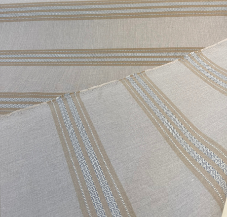 Sunbrella Ethos Dune Acrylic Fabric - Beige/Cream Stripe, 54" Width (1 Yard)
