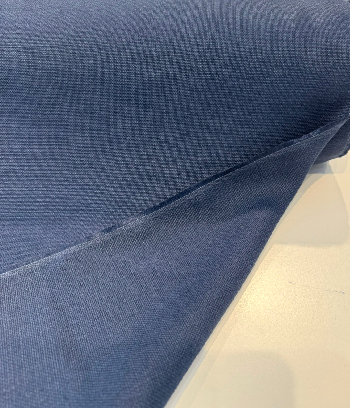 Libeco Belgian Tailored Linen Sanfor Airo Linen Fabric - Dark Blue, 56" Width (1 Yard)