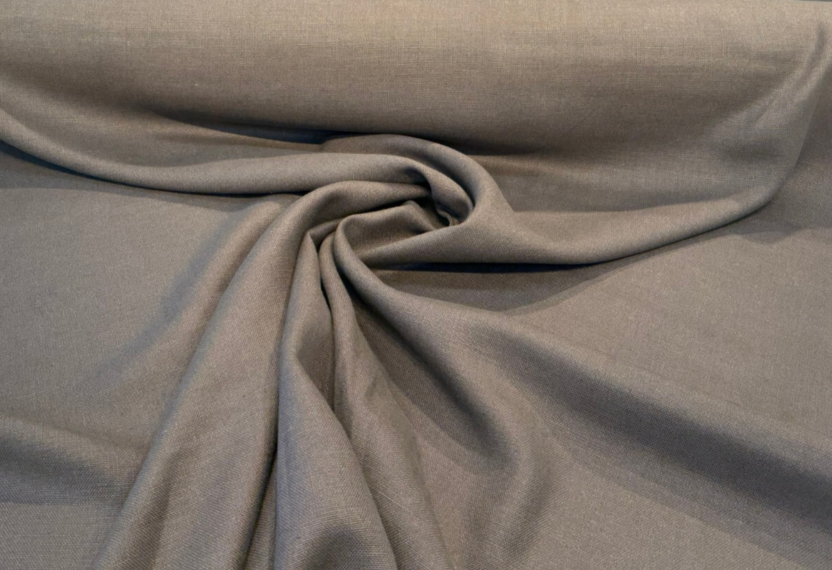 Libeco Belgian Tailored Linen Sanfor Airo Coffee Brown Linen Fabric - Coffee Brown, 54-56" Width (1 Yard)