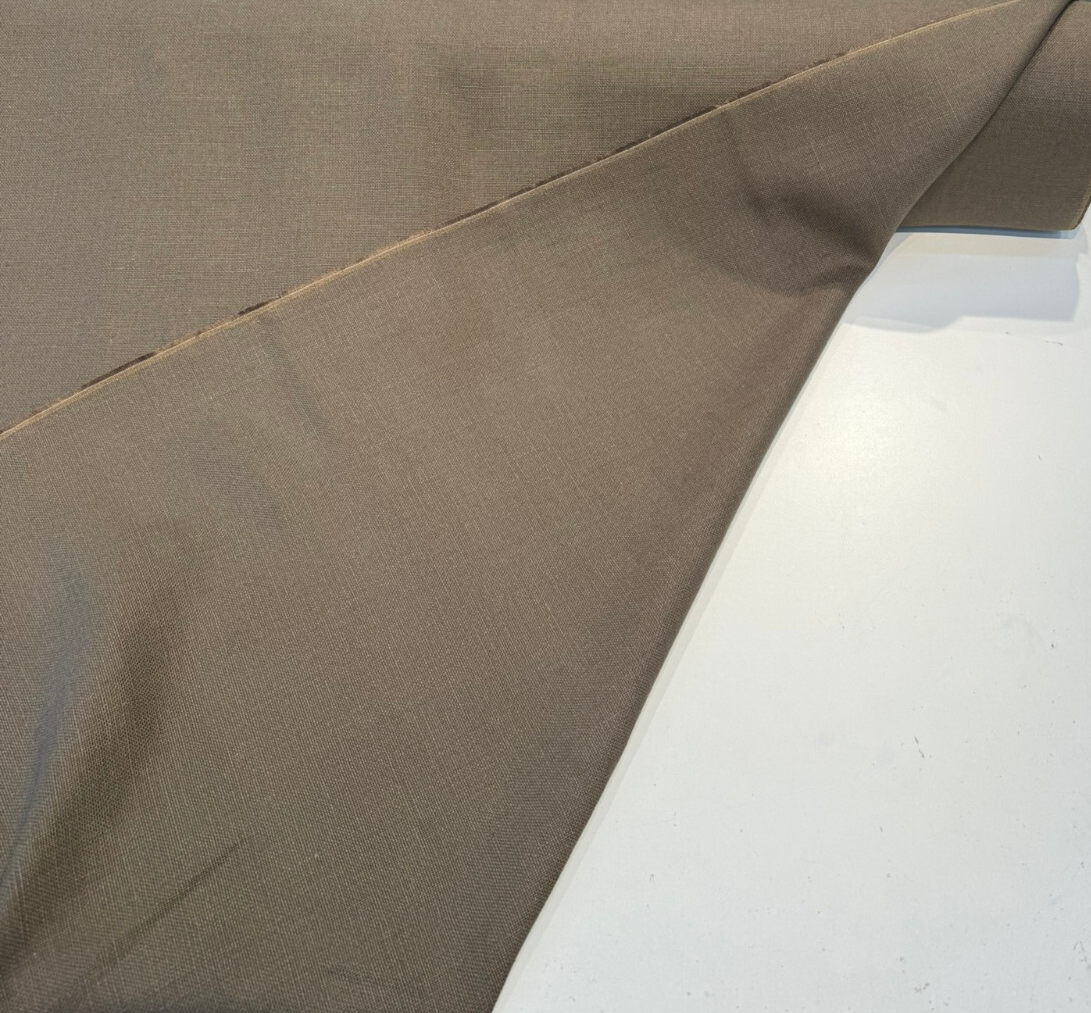 Libeco Belgian Tailored Linen Sanfor Airo Coffee Brown Linen Fabric - Coffee Brown, 54-56" Width (1 Yard)
