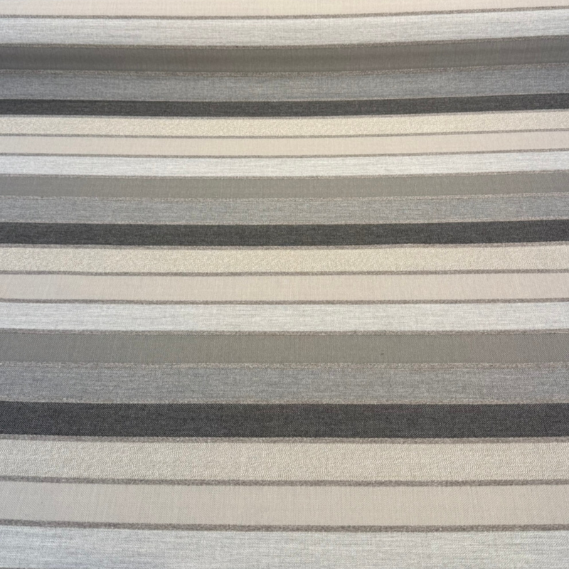Sunbrella Lucy Stripe Acrylic Fabric - Asphalt Gray, Taupe, Pebble, Charcoal Horizontal Stripe, 54" Width (1 Yard)