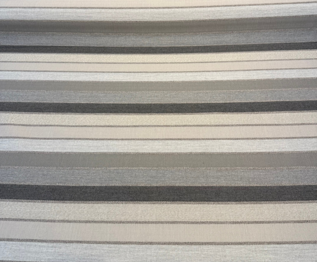 Sunbrella Lucy Stripe Acrylic Fabric - Asphalt Gray, Taupe, Pebble, Charcoal Horizontal Stripe, 54" Width (1 Yard)