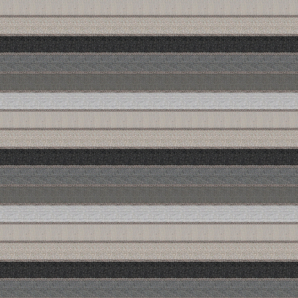 Sunbrella Lucy Stripe Acrylic Fabric - Asphalt Gray, Taupe, Pebble, Charcoal Horizontal Stripe, 54" Width (1 Yard)
