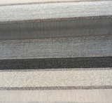 Sunbrella Lucy Stripe Acrylic Fabric - Asphalt Gray, Taupe, Pebble, Charcoal Horizontal Stripe, 54" Width (1 Yard)