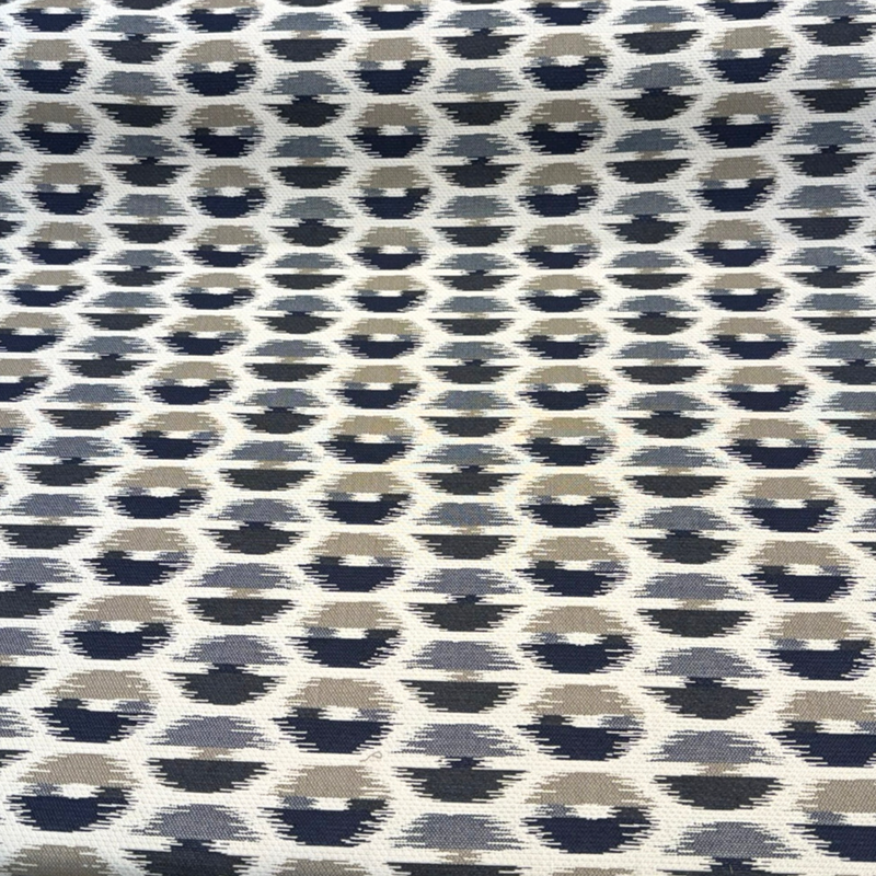 Escape Sapphire Sunbrella Acrylic Fabric - Navy, Sapphire Blue, Steel Gray, Ivory Abstract Ikat, 54" Width (By The Yard)