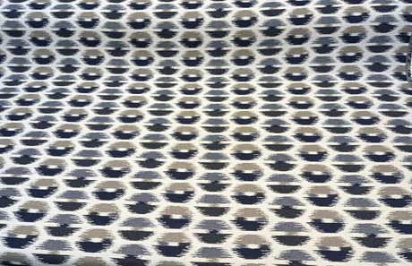 Escape Sapphire Sunbrella Acrylic Fabric - Navy, Sapphire Blue, Steel Gray, Ivory Abstract Ikat, 54" Width (By The Yard)