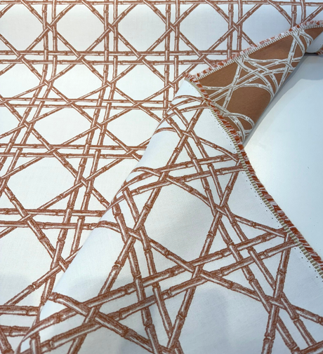 Sunbrella Reign Canyon Rust Solution-Dyed Acrylic Fabric - Rust Geometric Pattern, 54" Width (1 Yard)