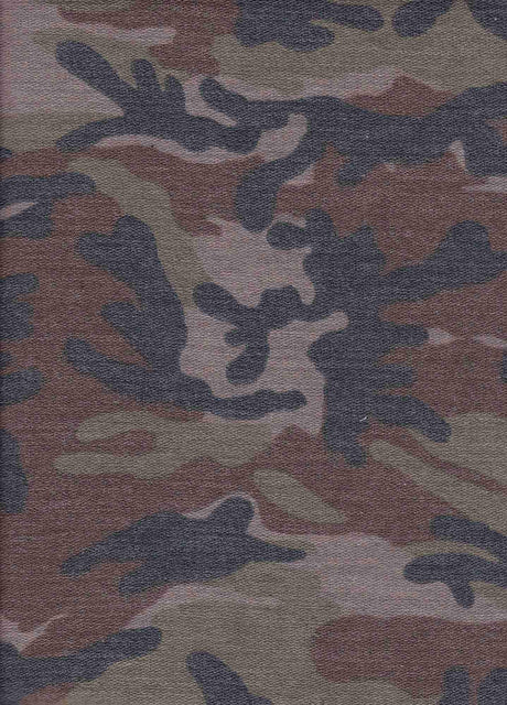 French Terry Camouflage Print Fabric 1 Yard Soft Stretch Cozy Texture 58/60" Wide