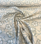 Sunbrella Lucia Mist Acrylic Fabric - Floral, Blue Beige, 54" Width (1 Yard)