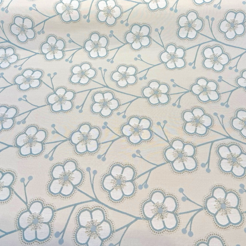 Sunbrella Lucia Mist Acrylic Fabric - Floral, Blue Beige, 54" Width (1 Yard)