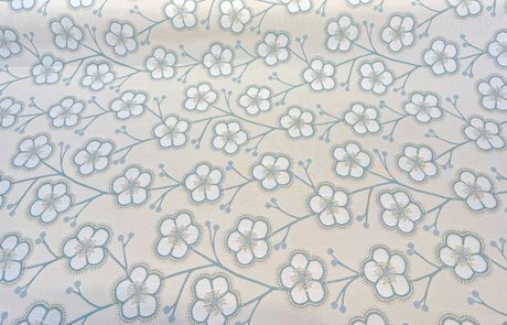 Sunbrella Lucia Mist Acrylic Fabric - Floral, Blue Beige, 54" Width (1 Yard)