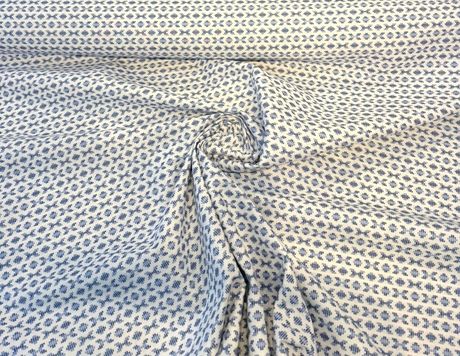 Sunbrella Clockwork Sky Blue Acrylic Fabric - Sky Blue, Off White Geometric, 54" Width (1 Yard)