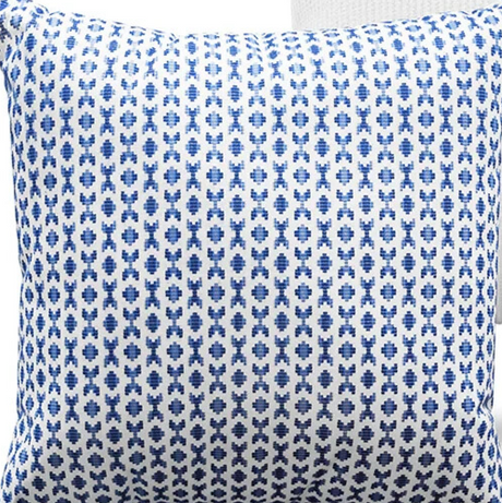Sunbrella Clockwork Sky Blue Acrylic Fabric - Sky Blue, Off White Geometric, 54" Width (1 Yard)