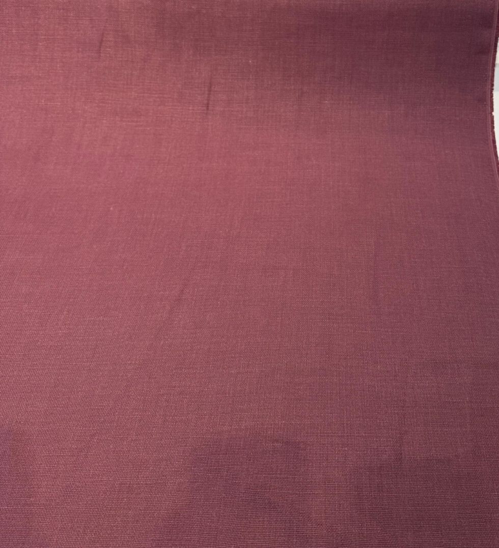 Libeco Belgian Tailored Linen Sanfor Airo Merlot Fabric - Merlot, 54-56" Width (1 Yard)