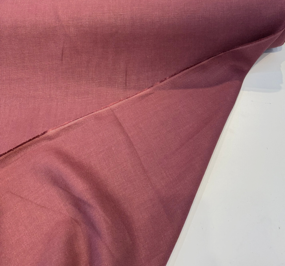Libeco Belgian Tailored Linen Sanfor Airo Merlot Fabric - Merlot, 54-56" Width (1 Yard)