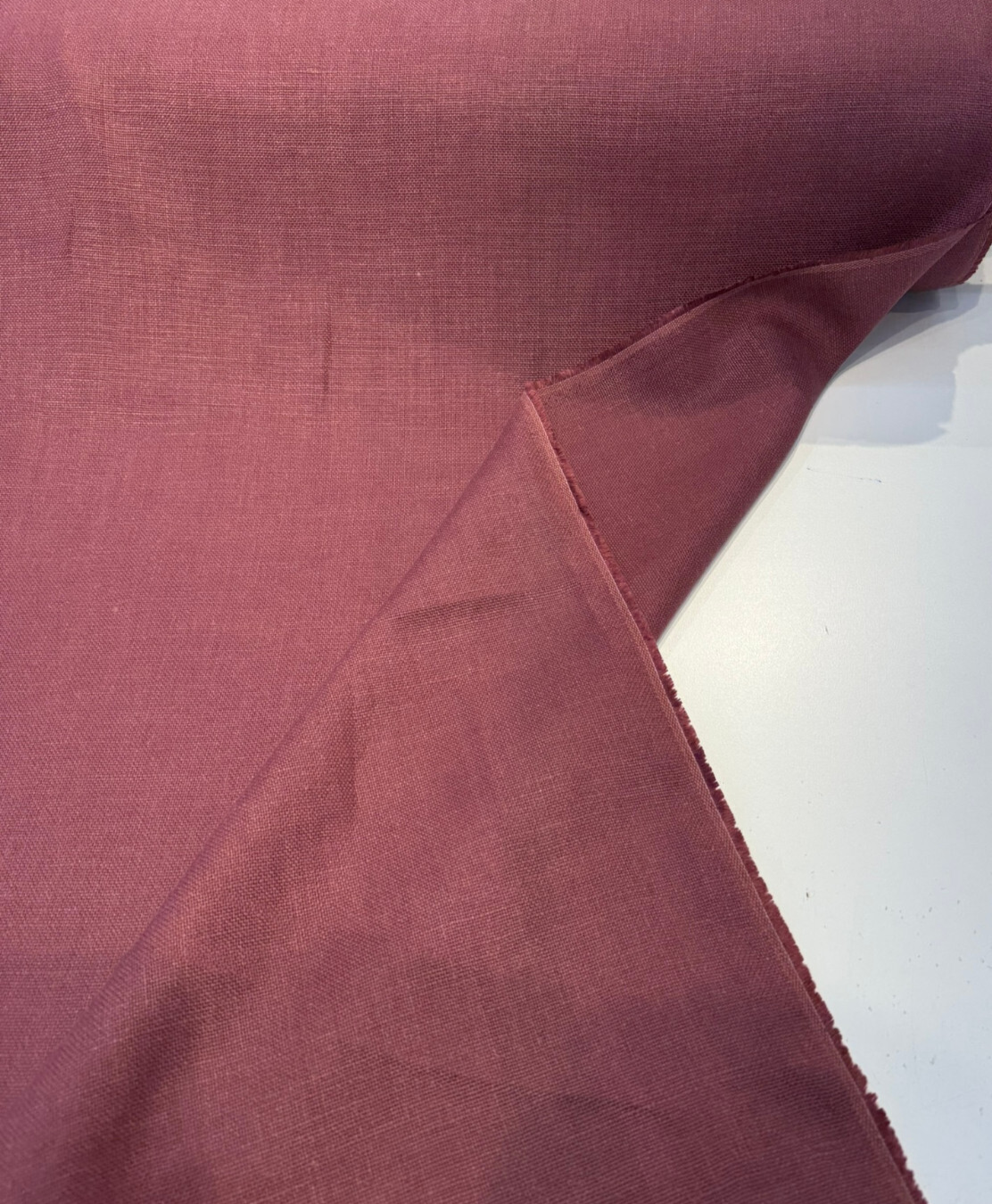 Libeco Belgian Tailored Linen Sanfor Airo Merlot Fabric - Merlot, 54-56" Width (1 Yard)