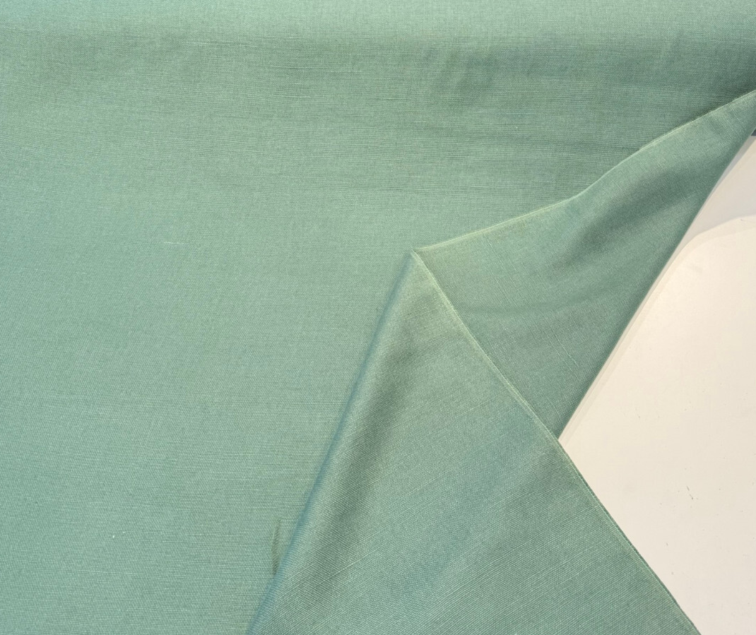 Libeco Belgian Tailored Linen Sanfor Airo Green Mistletoe Linen Fabric - Green Mistletoe, 54-56" Width (1 Yard)