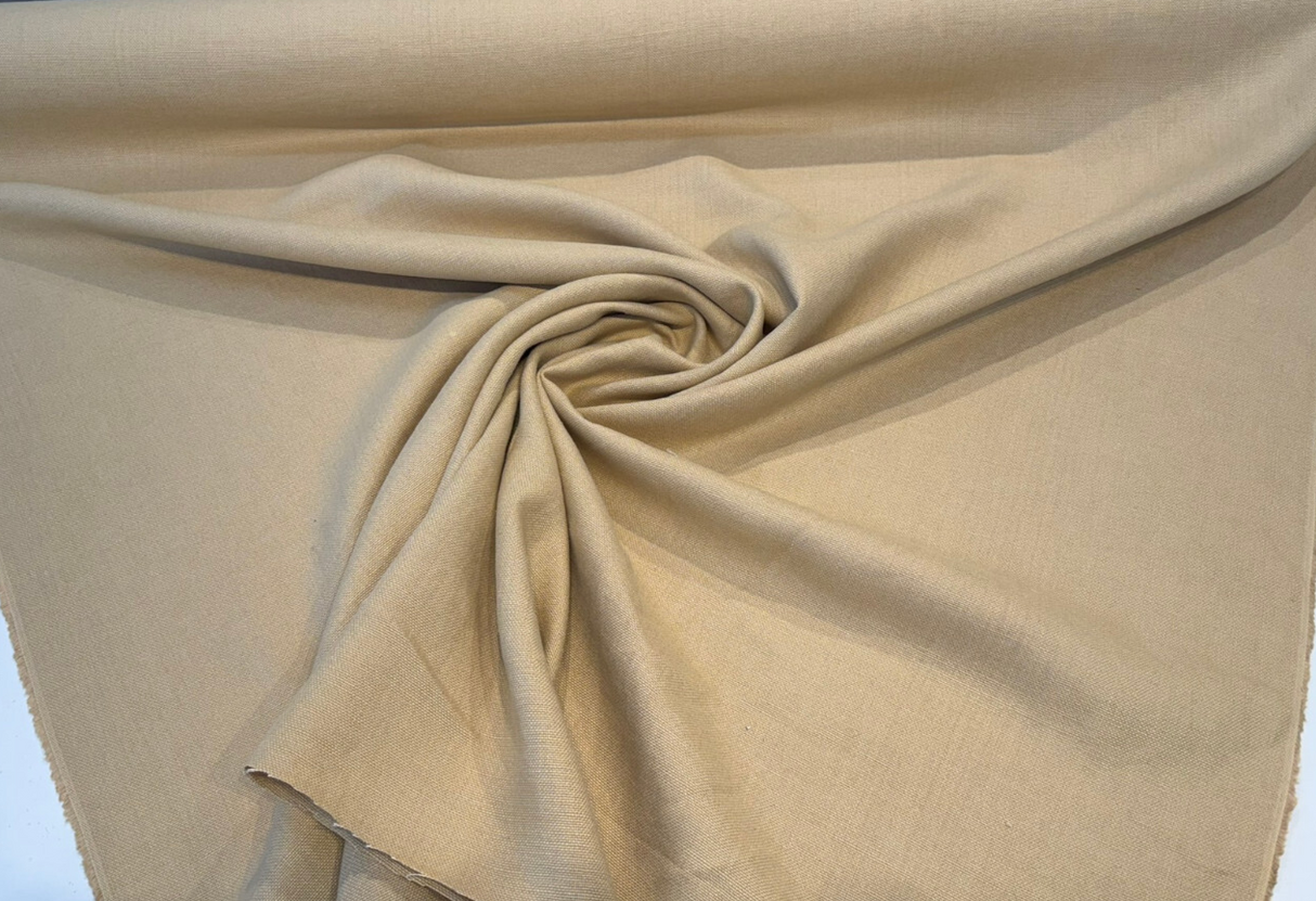Libeco Belgian Tailored Linen Sanfor Airo Wheat Sand Fabric - Wheat Sand, 54-56" Width (1 Yard)