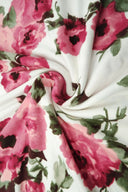 1 yarda de tela de punto cepillado DTY con estampado floral, poliéster y spandex suave y elástico, ancho de 58/60 pulgadas