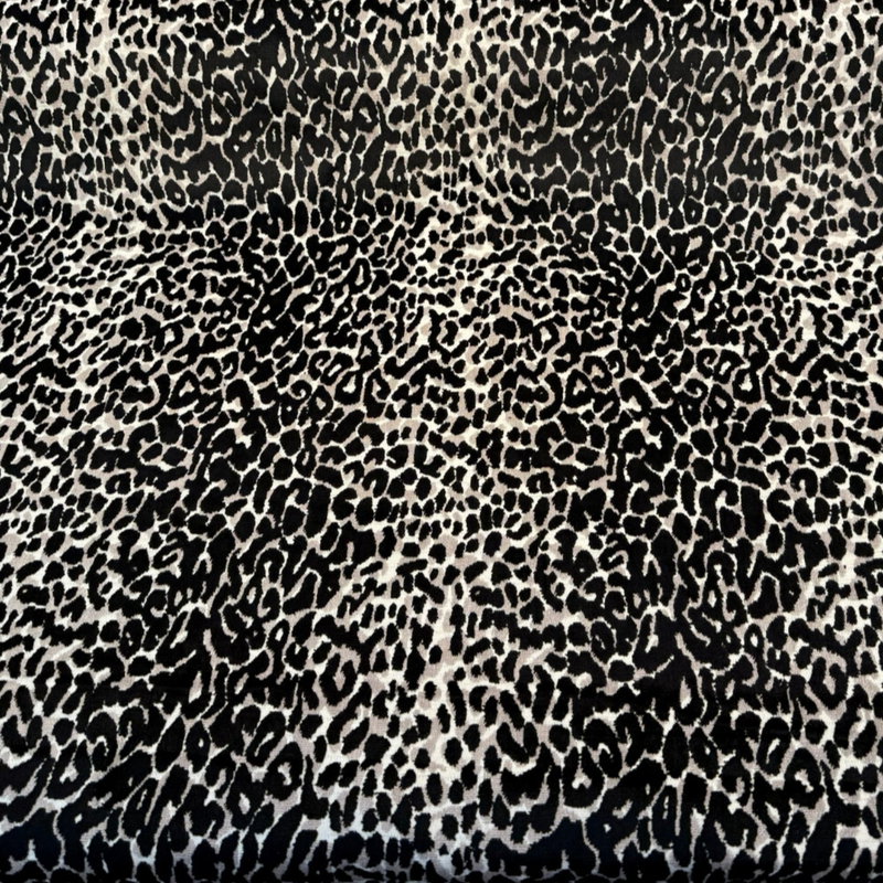 Velvet Kuna Onyx Velvet Fabric - Black Leopard Print, 54" Width (1 Yard)