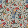 Olana Shadow Birds Cotton Fabric - Birds & Floral Print, Soft Gray Background, 54" Width, 32" Vertical X 27" Horizontal Repeat (1 Yard)