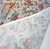 Olana Shadow Birds Cotton Fabric - Birds & Floral Print, Soft Gray Background, 54" Width, 32" Vertical X 27" Horizontal Repeat (1 Yard)