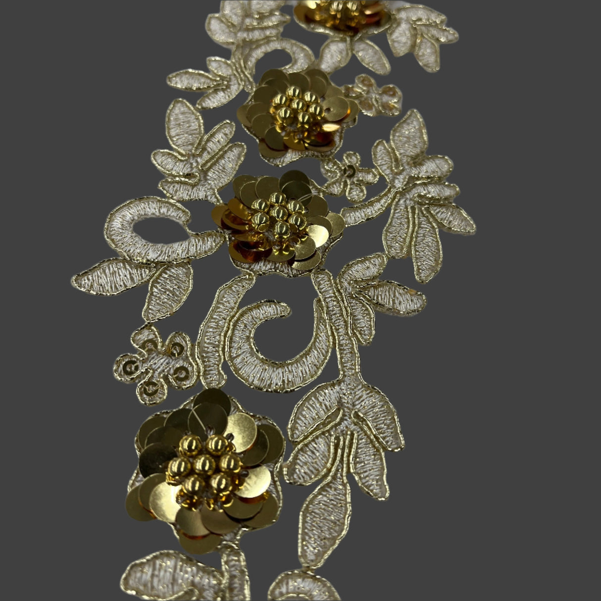 Beaded Corded Floral 3D Lace Applique