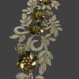 Beaded Corded Floral 3D Lace Applique