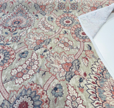 Waverly Castleford Parchment Cotton Fabric - Damask Floral Medallion, Parchment Beige/Dusty Rose/Navy/Taupe, 55" Width (1 Yard)