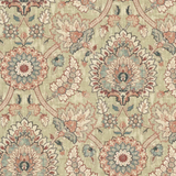 Waverly Castleford Parchment Cotton Fabric - Damask Floral Medallion, Parchment Beige/Dusty Rose/Navy/Taupe, 55" Width (1 Yard)
