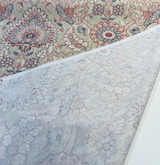 Waverly Castleford Parchment Cotton Fabric - Damask Floral Medallion, Parchment Beige/Dusty Rose/Navy/Taupe, 55" Width (1 Yard)
