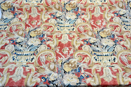 Villa Di Castello Henna 100 Percent Cotton Fabric - Ornate Floral Scroll, Henna Red Multi, 54" Width (By The Yard)