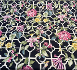 Waverly Treillage Floral Black Noir 100% Cotton Fabric - Black Floral Trellis, 54" Width (1 Yard)