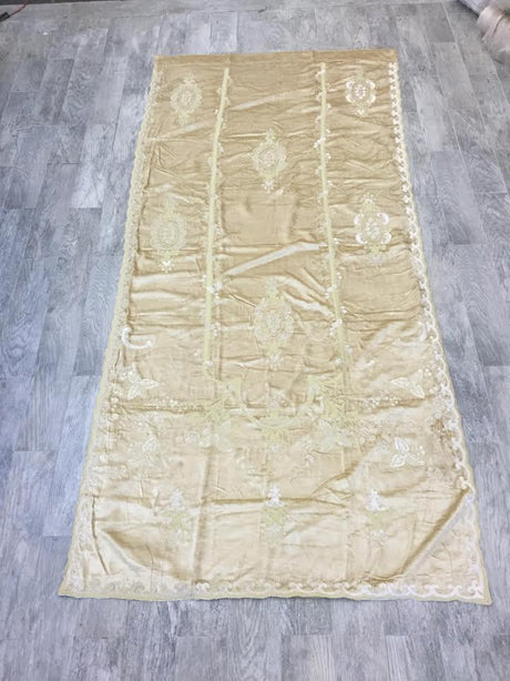 Italian Embroidered Versaille Velvet Fabric - Off White, Embroidered, 52"-54" Width, 113"-116" Length (1 Pair)