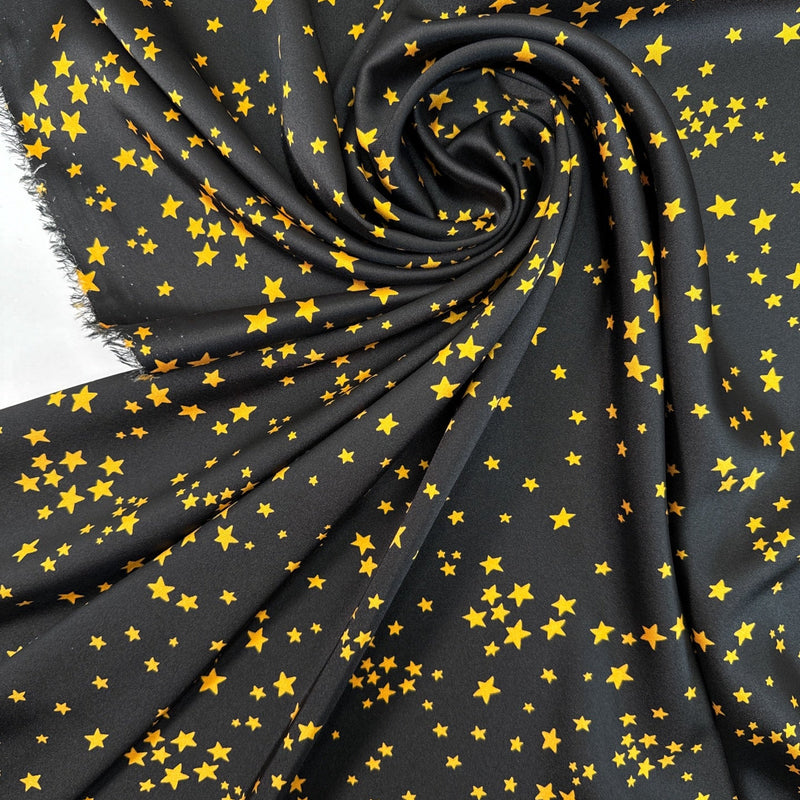 Polyester Printed Black Yellow Fabric