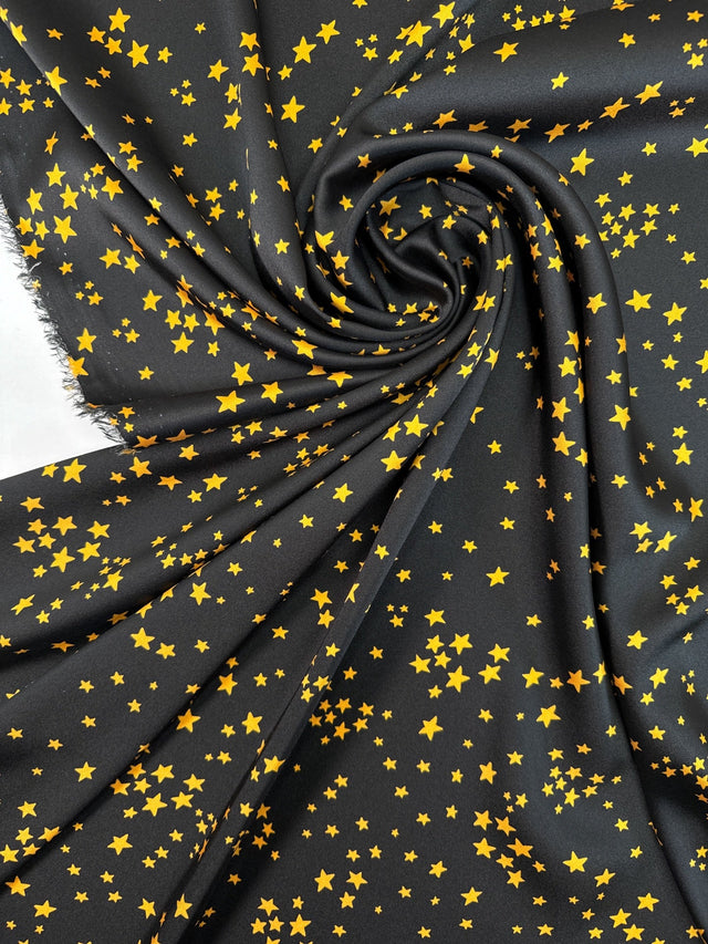Polyester Printed Black Yellow Fabric