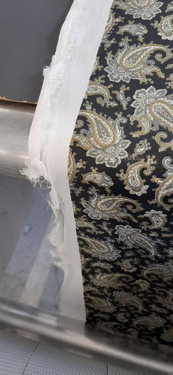 Polyester Crepe Paisley Print Brown Black