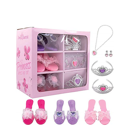 Princess dress-up accessory set with shoes tiaras and jewelry