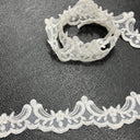 Beaded Corded Lace Trim on Polyester Organza