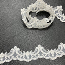 Beaded Corded Lace Trimming on Polyester Organza